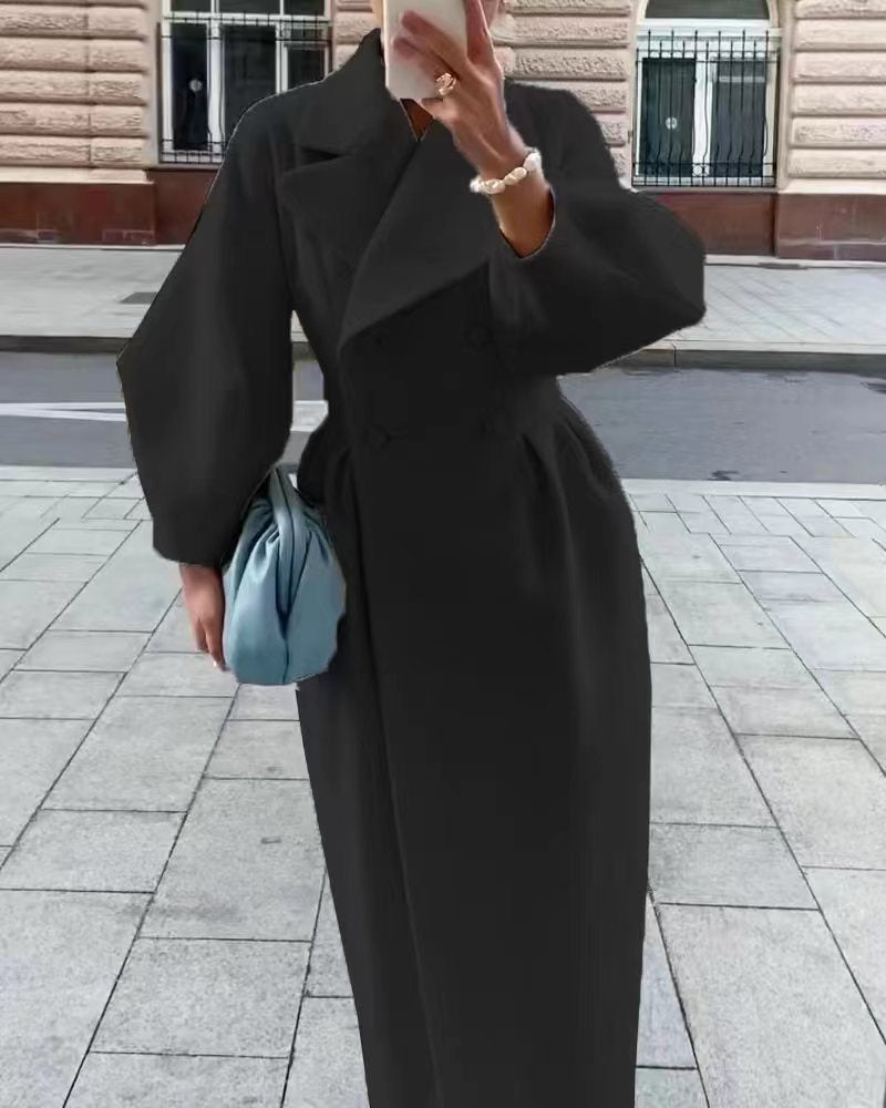 Winter Langer Trenchcoat Für Damen | Reverskragen