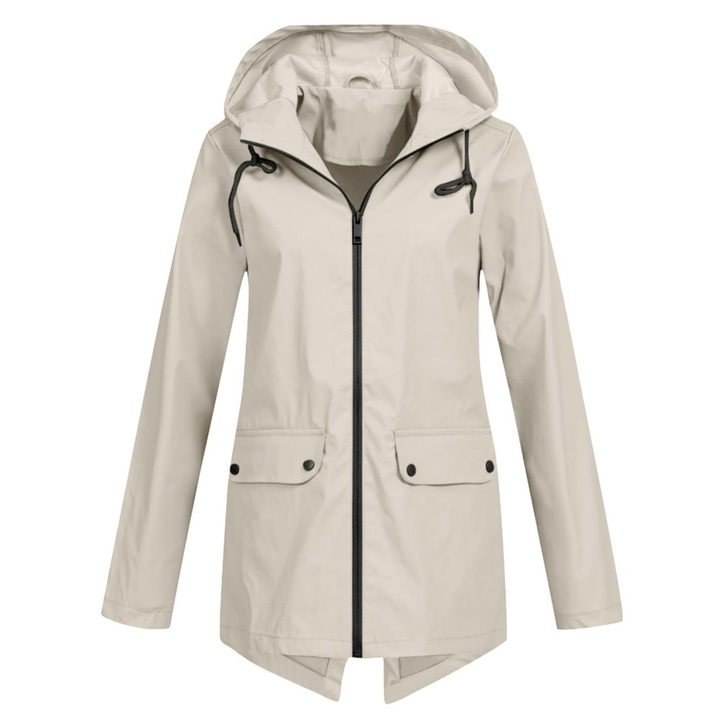 Damen Lange Regenjacke | Mit Kapuze