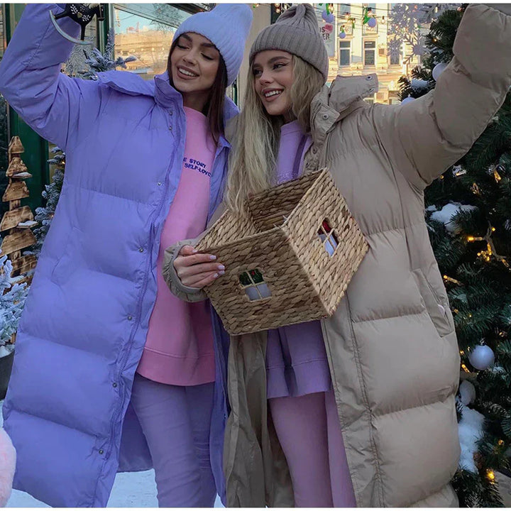 Langer Gepolsterter Daunenmantel Für Damen | Winter