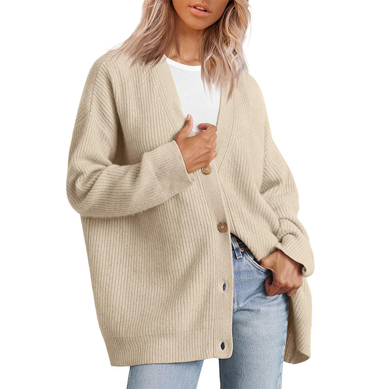 Damen Oversized Strickjacke | Mit Knopfleiste