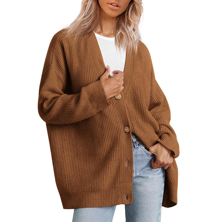 Damen Oversized Strickjacke | Mit Knopfleiste