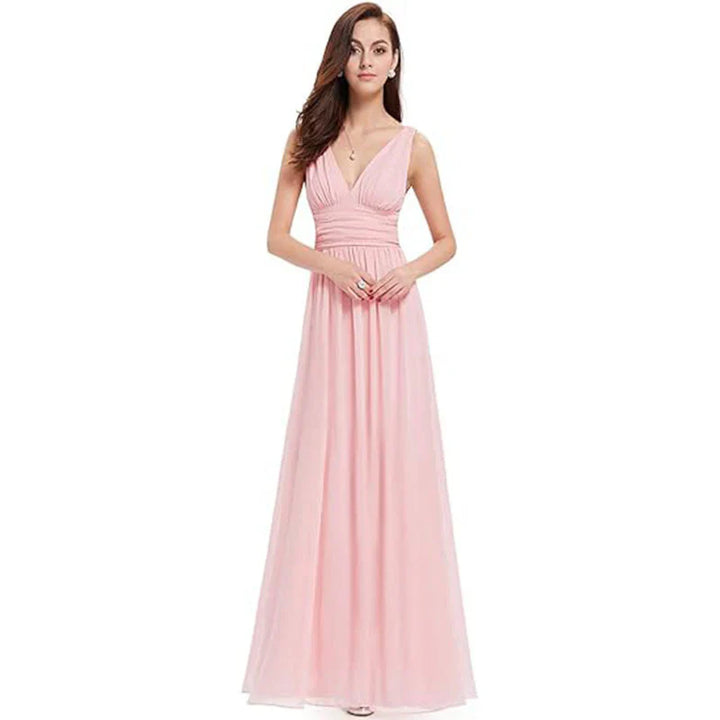 Damen Ärmelloses Maxi-Abendkleid | V-Ausschnitt