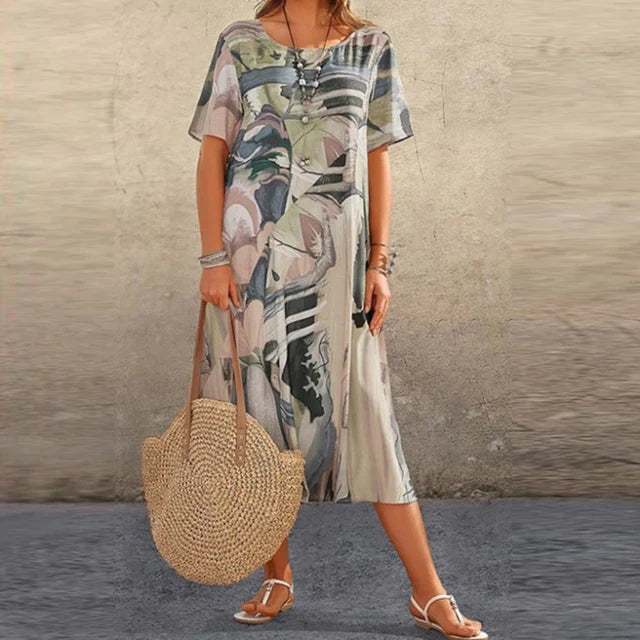 Midikleid mit Abstraktem Print für Damen