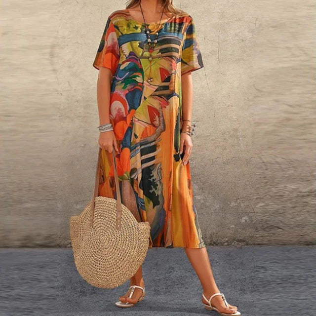 Midikleid mit Abstraktem Print für Damen