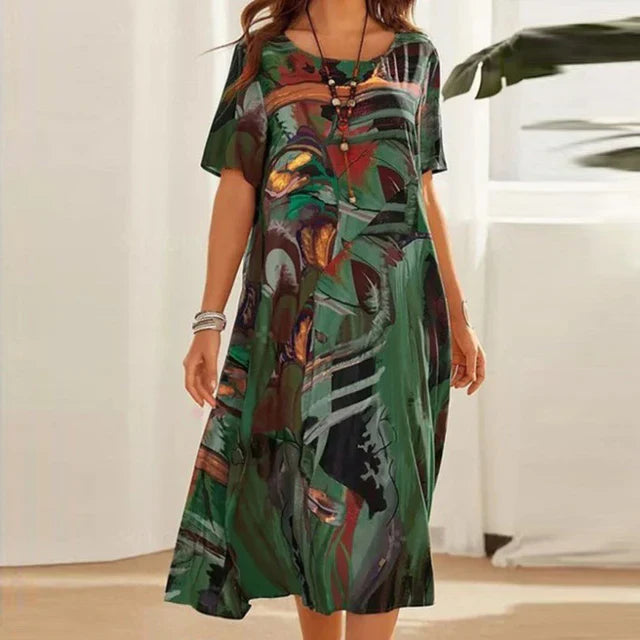 Midikleid mit Abstraktem Print für Damen