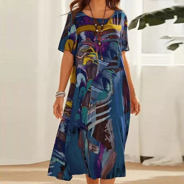 Midikleid mit Abstraktem Print für Damen