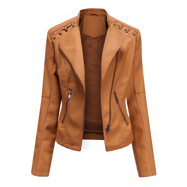 Damen Lederjacke Mit Reißverschluss | Langarm