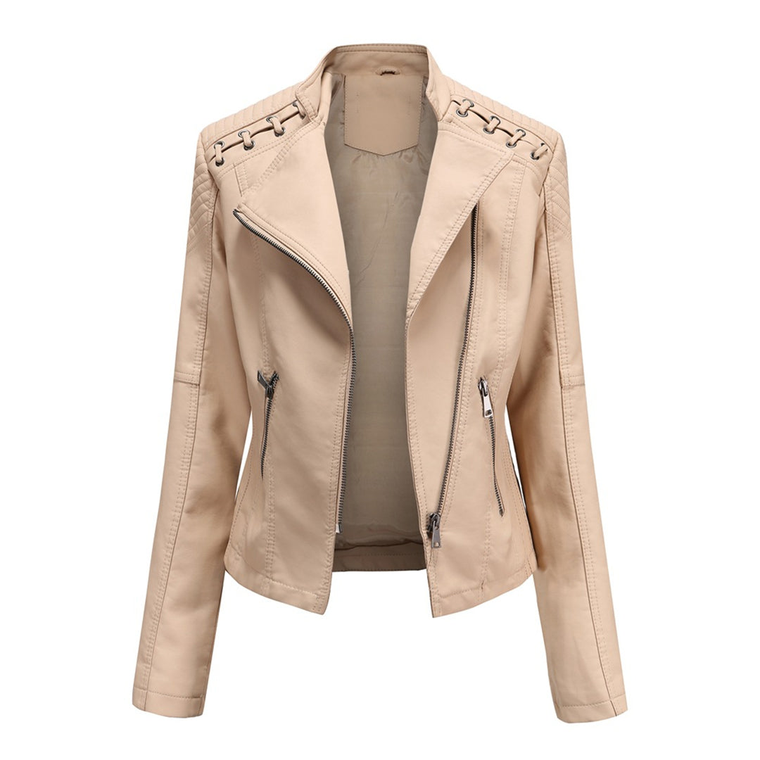 Damen Lederjacke Mit Reißverschluss | Langarm