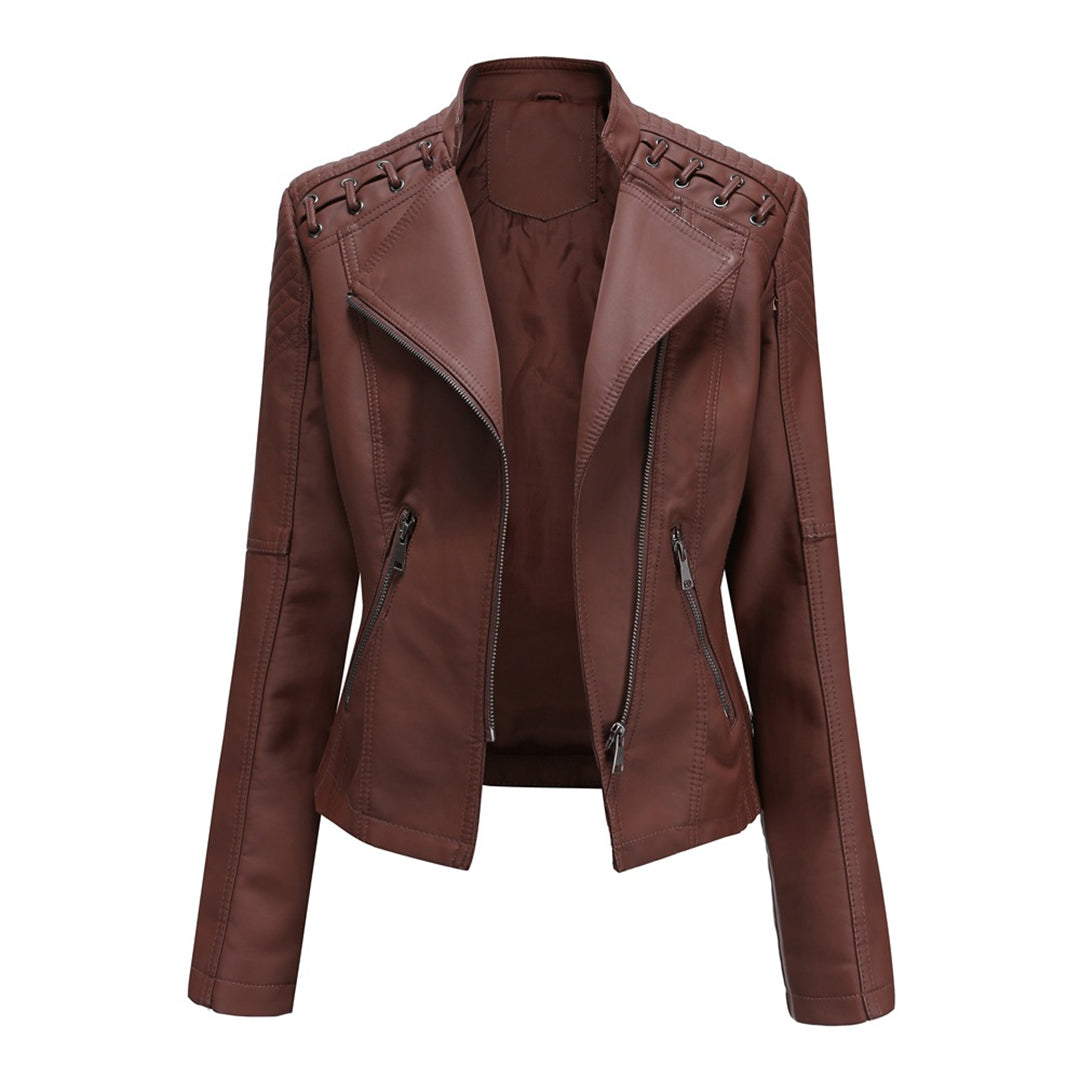 Damen Lederjacke Mit Reißverschluss | Langarm