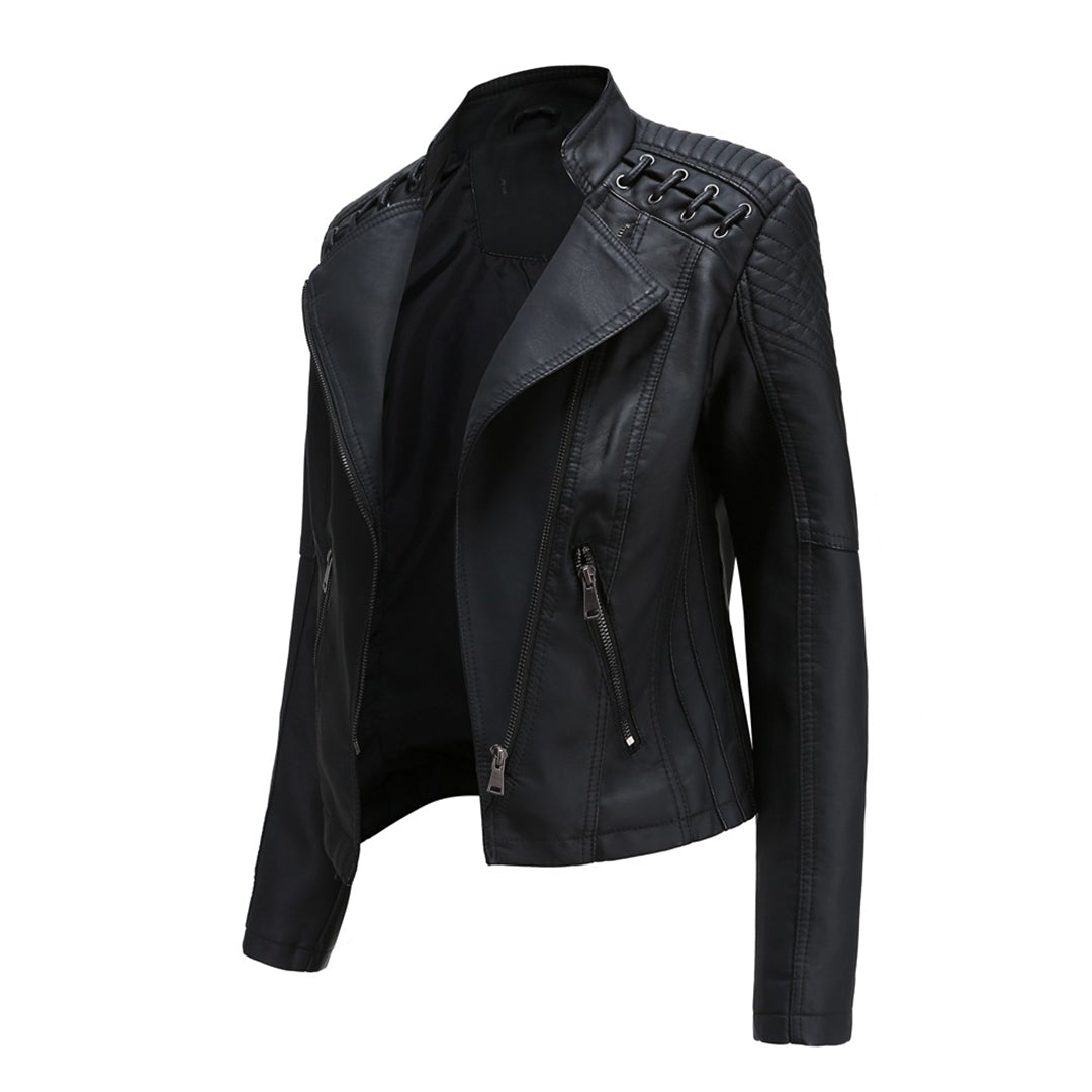 Damen Lederjacke Mit Reißverschluss | Langarm