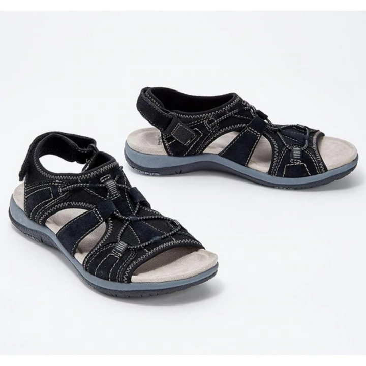 Damen Sommer Sportsandalen mit Elastischen Riemen and Offener Zehenpartie