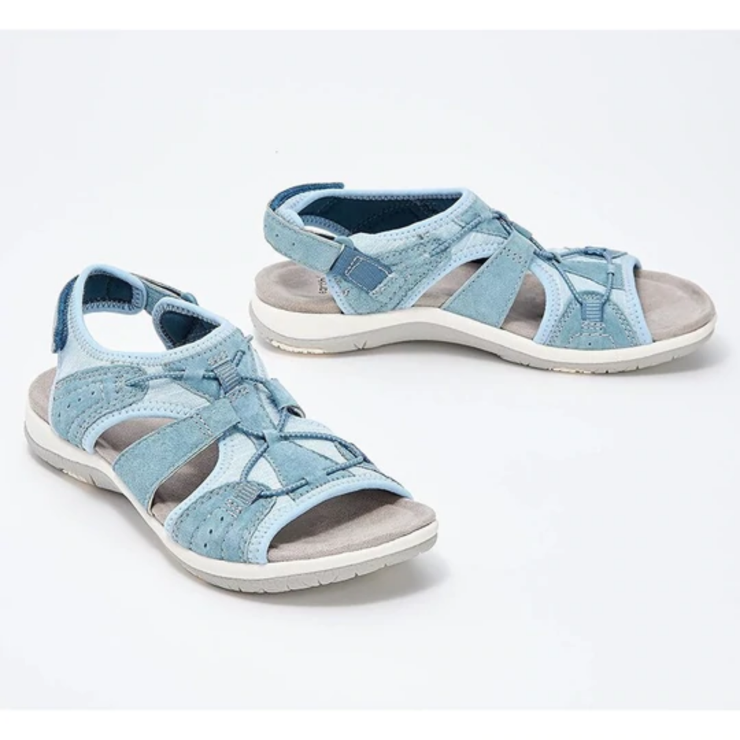 Damen Sommer Sportsandalen mit Elastischen Riemen and Offener Zehenpartie