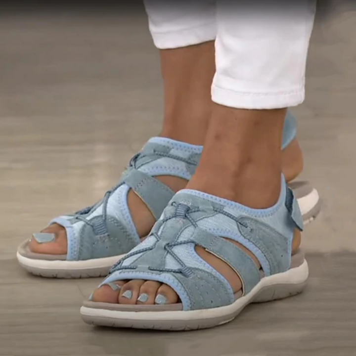 Damen Sommer Sportsandalen mit Elastischen Riemen and Offener Zehenpartie