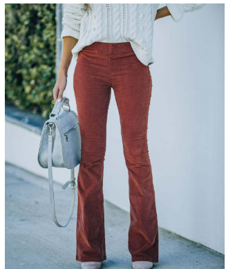 Damen Cord Jeans Mit Weitem Bein | High Waist