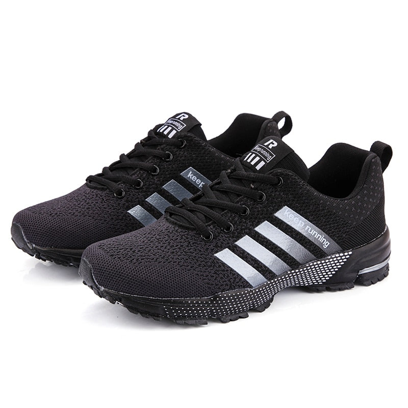 Herren Alle Jahreszeiten-Mesh-Sneaker mit Schnürung and Gestreiftem Design