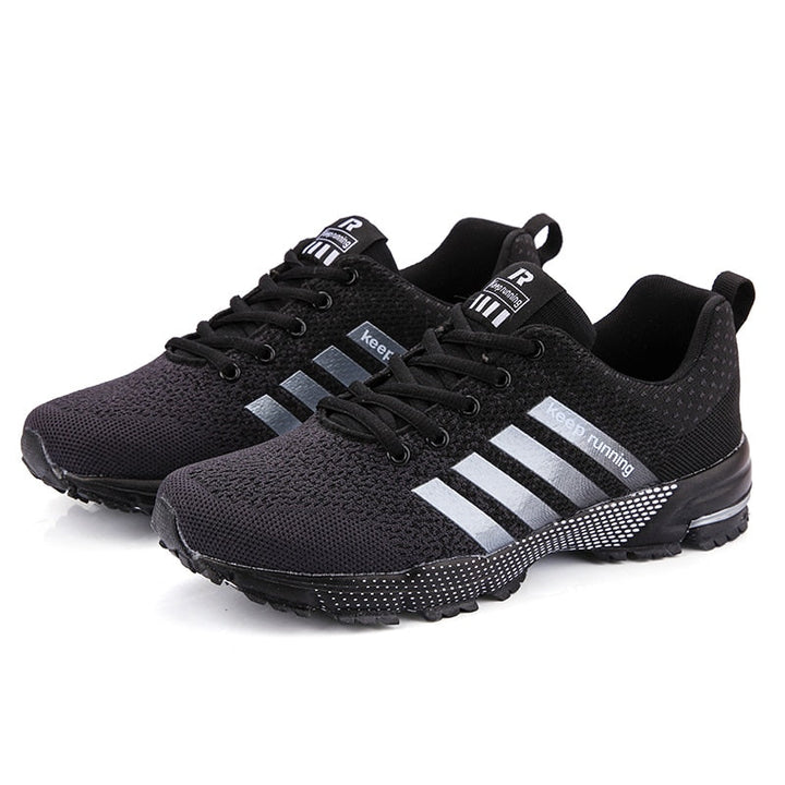 Herren Alle Jahreszeiten-Mesh-Sneaker mit Schnürung and Gestreiftem Design
