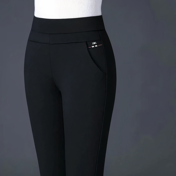 Damen High-Waist-Stretchhose mit Taschen