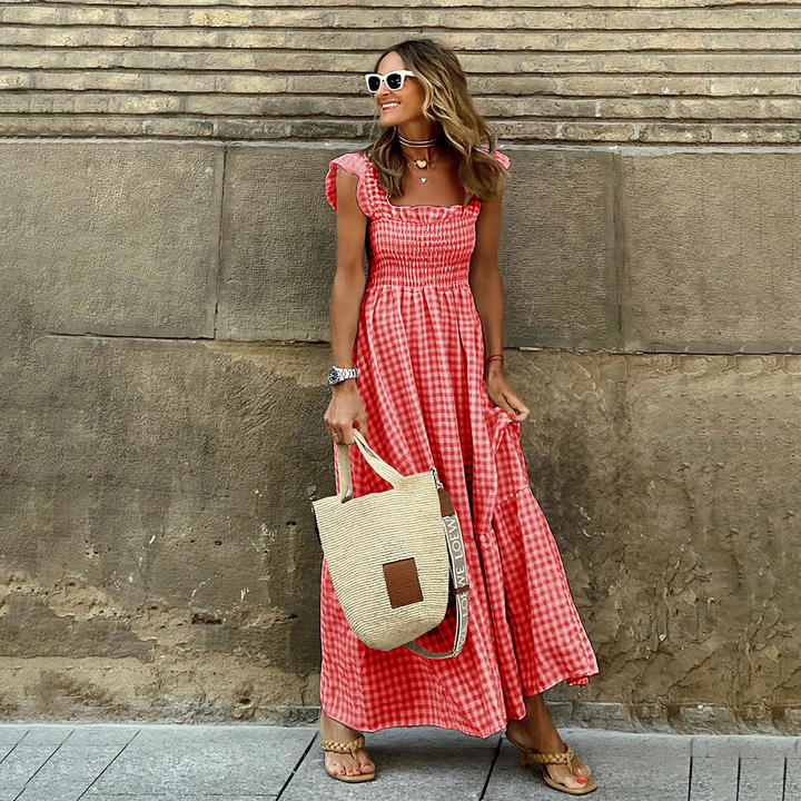 Kariertes Midikleid für Frauen