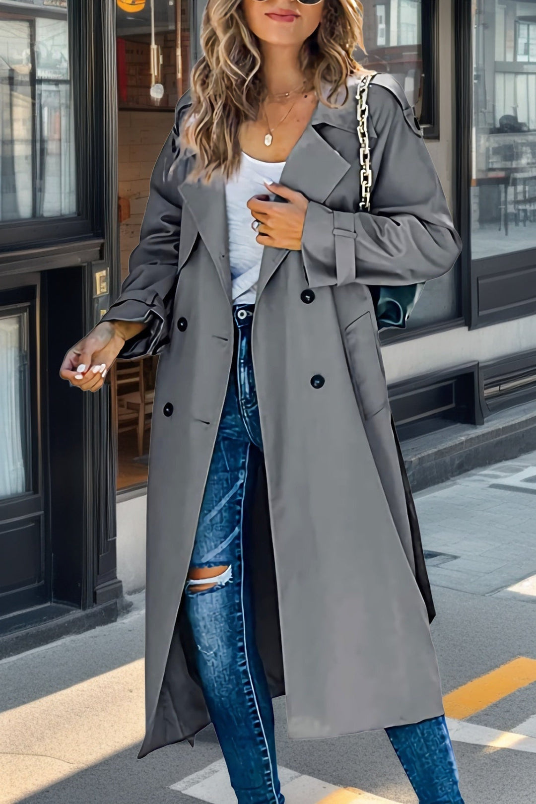 Doppelreihiger Trenchcoat Für Damen | Lang