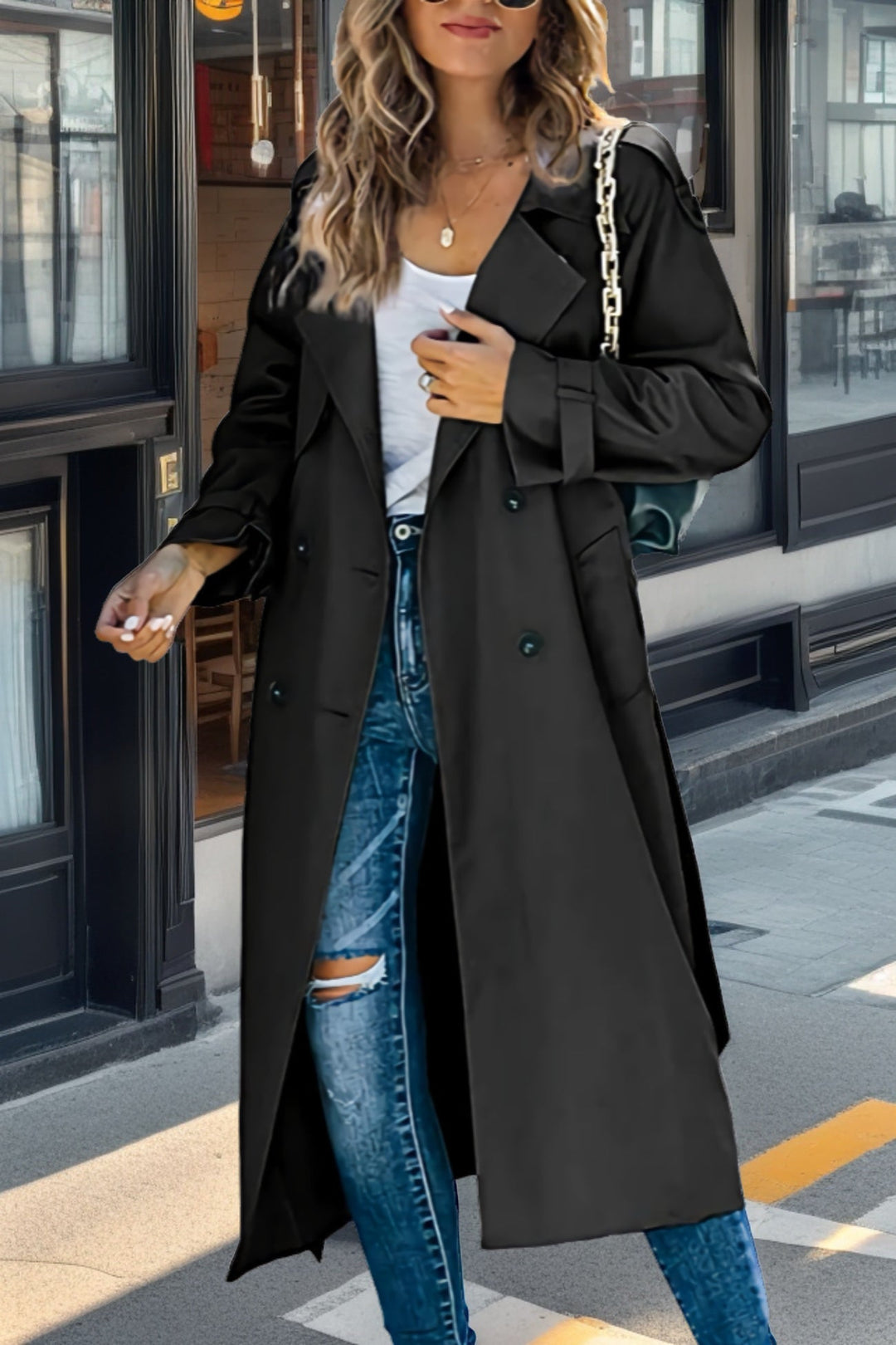 Doppelreihiger Trenchcoat Für Damen | Lang