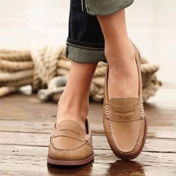 Damen-Loafer mit gefaltetem Einsatz