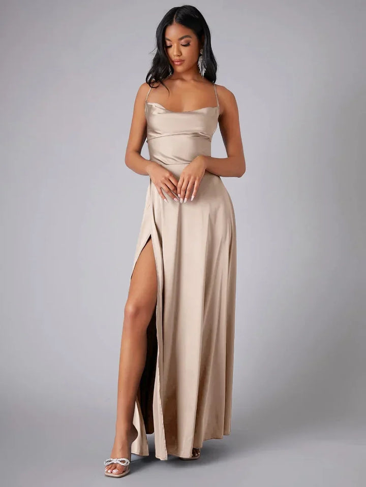Damen-Maxi-Slipkleid mit gekreuzten Trägern