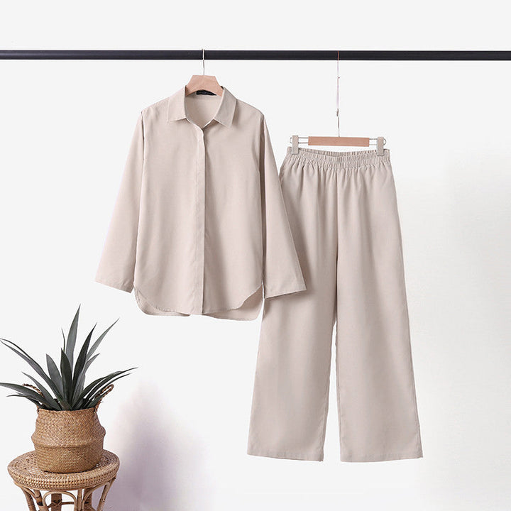Damen langärmeliges Hemd und Hose mit weitem Bein Set