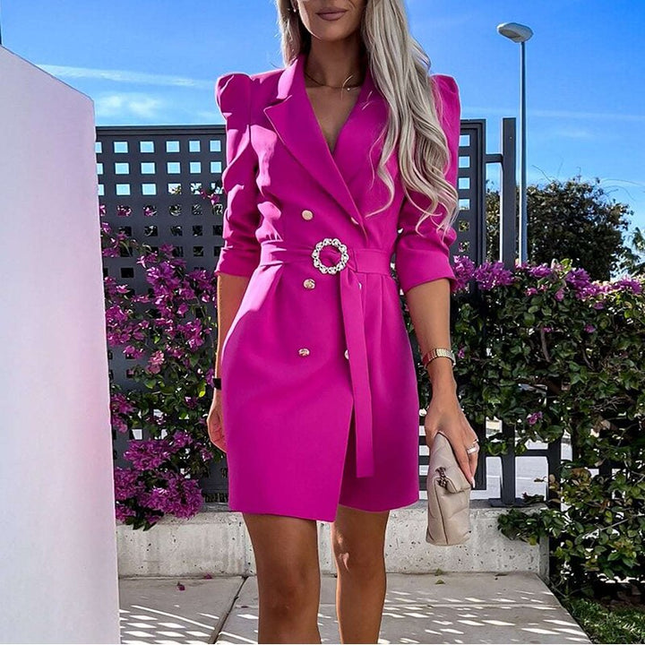 Doppelreihiges Blazer Mini Kleid mit Gürtel für Damen