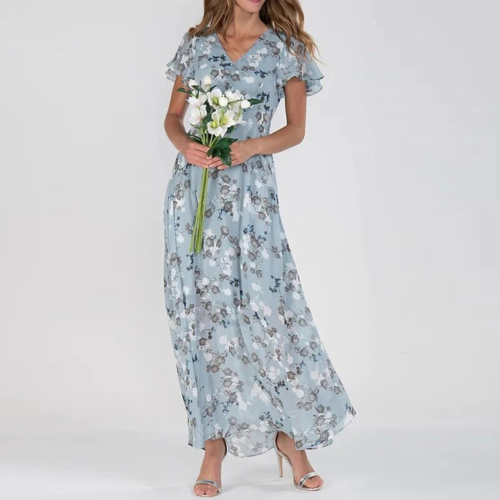 Damen Sommer Maxi-Kleid mit Blumenmuster