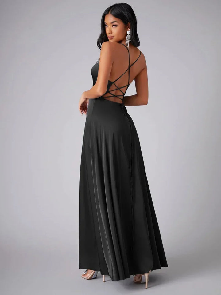 Damen-Maxi-Slipkleid mit gekreuzten Trägern