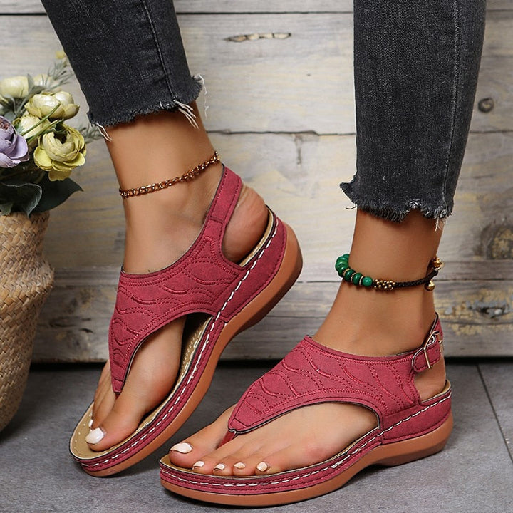 Damen Sommer Plateausandalen mit Riemenverschluss and Offener Zehenpartie