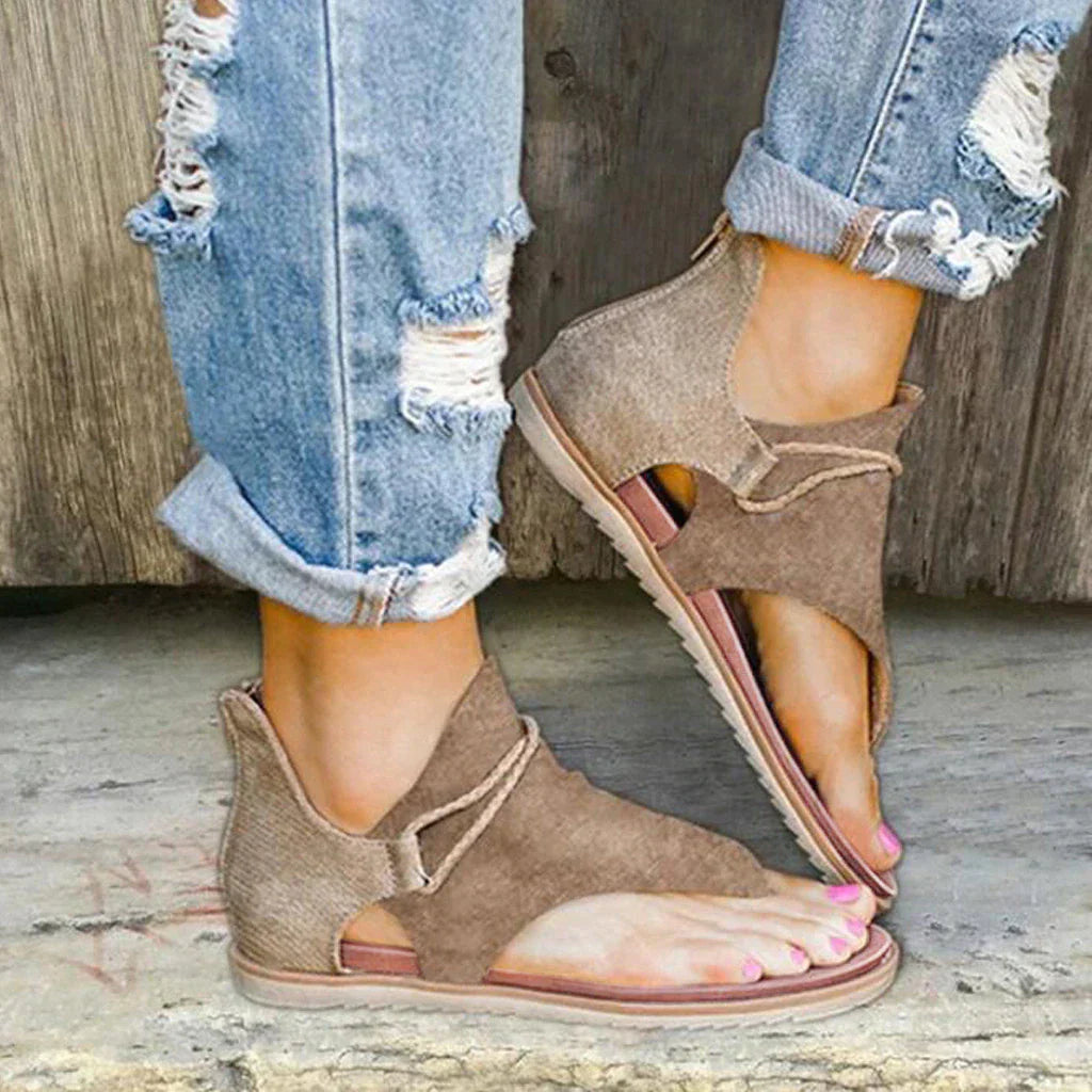 Damen Slip-On Sandalen mit flacher Sohle