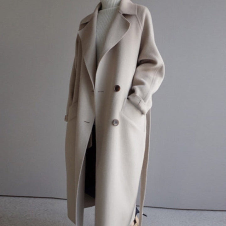 Damen Langer Trenchcoat | Taillengürtel