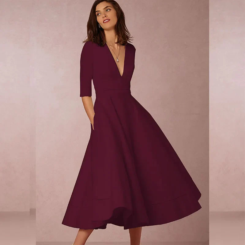 Damen-Midikleid mit A-Linienrock