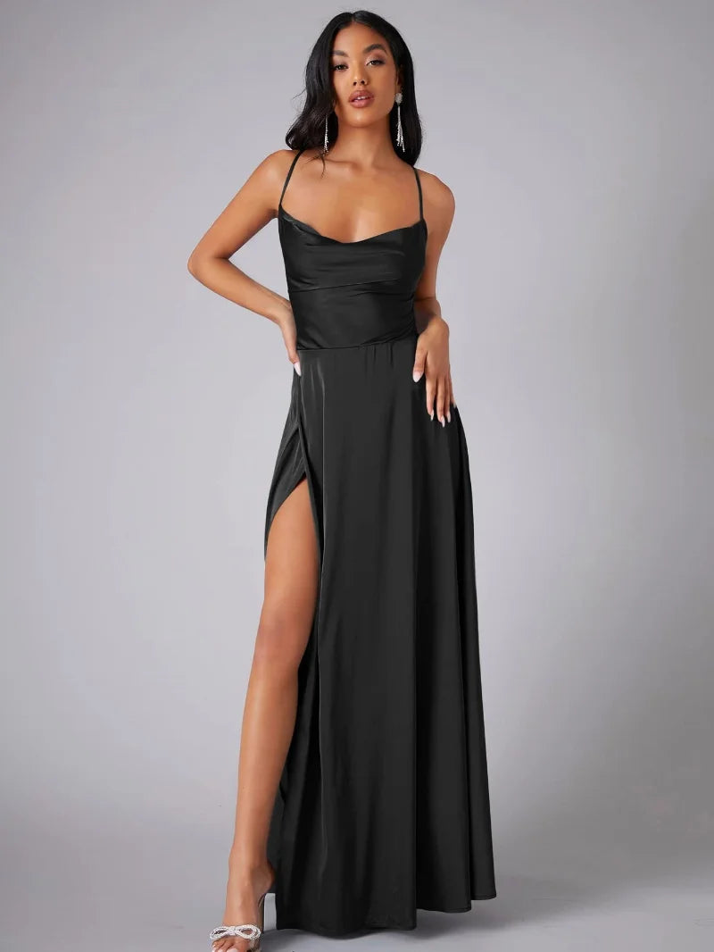 Damen-Maxi-Slipkleid mit gekreuzten Trägern