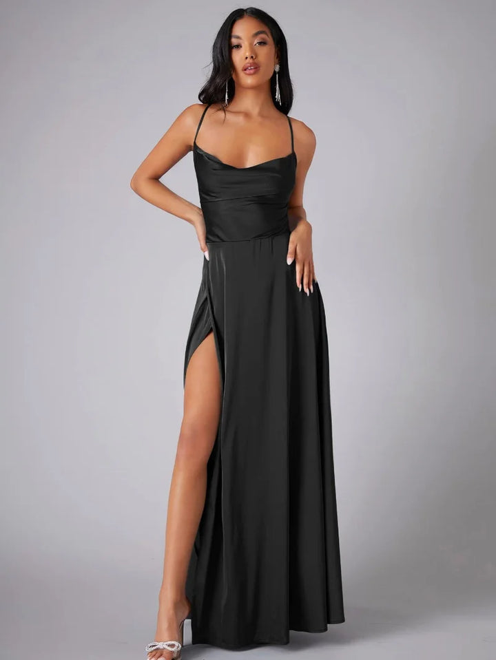 Damen-Maxi-Slipkleid mit gekreuzten Trägern