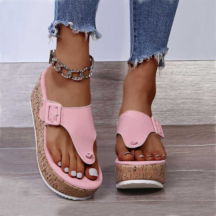 Zehenschlaufen-Wedgesandalen für Damen