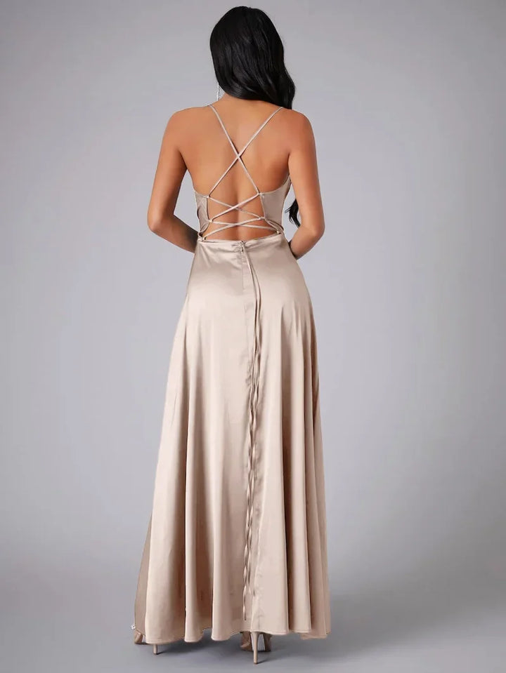 Damen-Maxi-Slipkleid mit gekreuzten Trägern