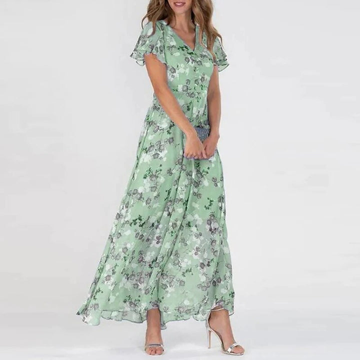 Damen Sommer Maxi-Kleid mit Blumenmuster
