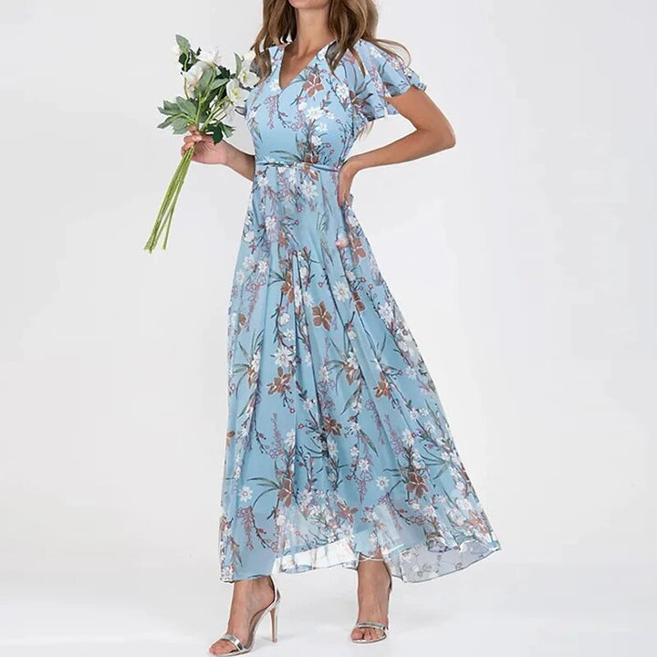 Damen Sommer Maxi-Kleid mit Blumenmuster