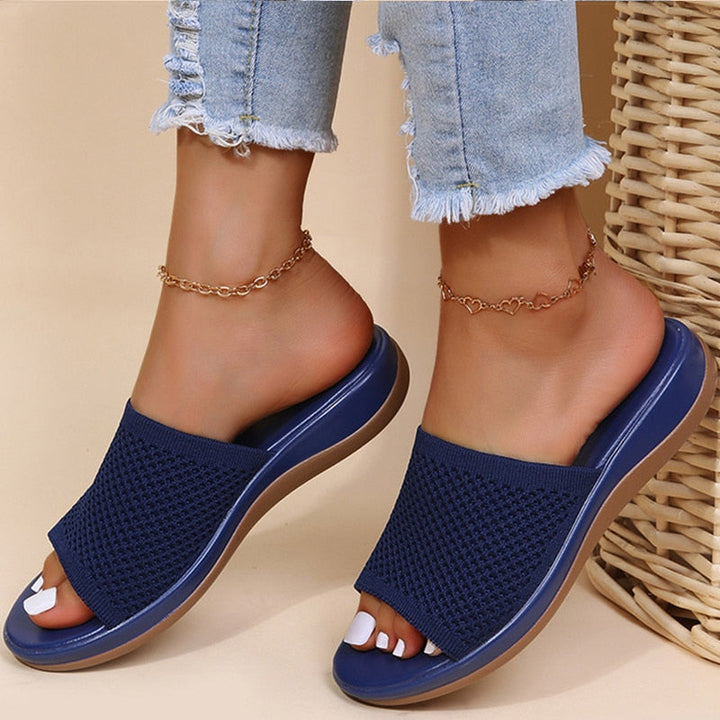 Damen Sandalen mit offenen Zehen und elastischem Slip-On