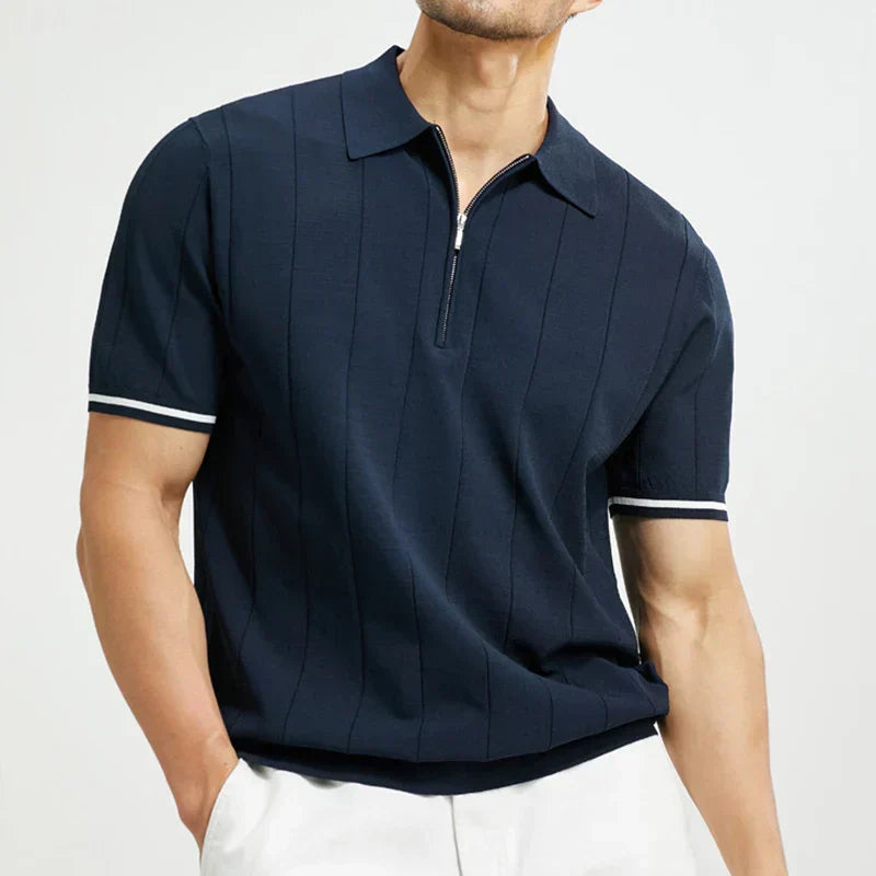 Kurzarm-Ripp-Poloshirt für Herren