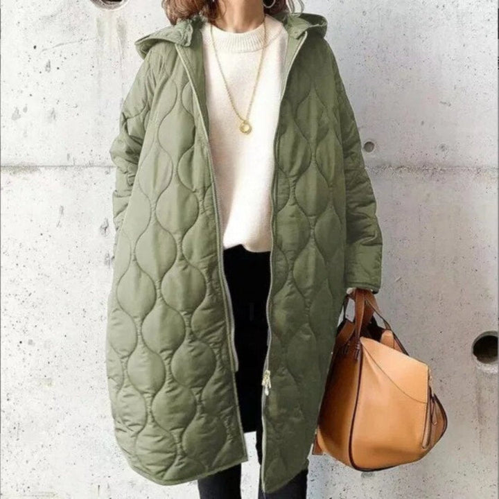 Damen Gestepptes Reißverschlussjacke | Lang