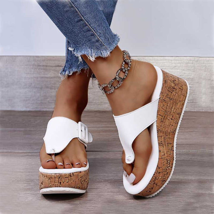 Zehenschlaufen-Wedgesandalen für Damen