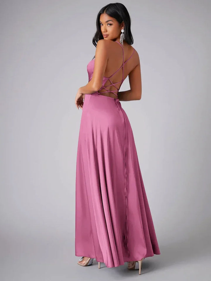 Damen-Maxi-Slipkleid mit gekreuzten Trägern