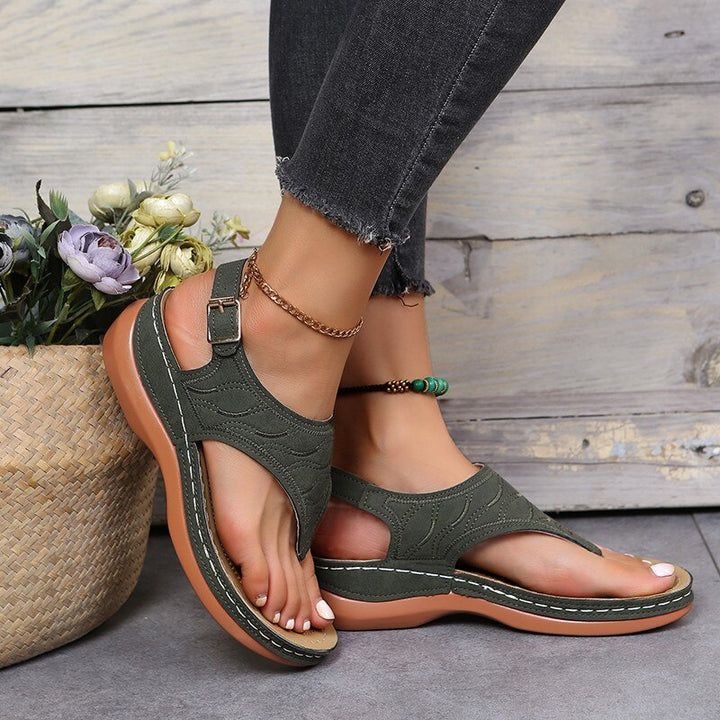 Damen Sommer Plateausandalen mit Riemenverschluss and Offener Zehenpartie