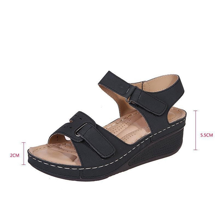 Damen Sommer-Sandalen mit Keilsohle und verstellbaren Riemen