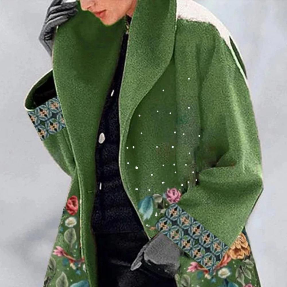 Bedruckter Winter Trenchcoat Für Damen | Lang
