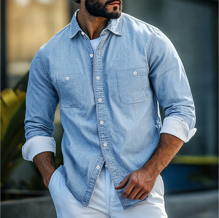 Denim-Hemd mit Knopfleiste für Herren