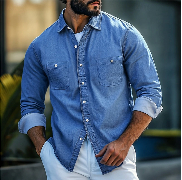 Denim-Hemd mit Knopfleiste für Herren